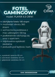 Fotel Cobra PLAYER 4.0 Szary (CRF41) 8