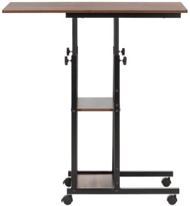 Biurko Springos Stolik na kółkach regulowany 76-86 cm biurko mobilny pod laptopa ciemno-brązowy uniwersalny 13
