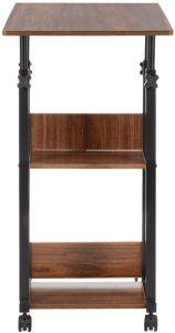 Biurko Springos Stolik na kółkach regulowany 76-86 cm biurko mobilny pod laptopa ciemno-brązowy uniwersalny 5