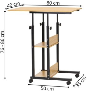 Biurko Springos Stolik na kółkach regulowane 76-86 cm biurko mobilny pod laptopa jasnobrązowy UNIWERSALNY 11