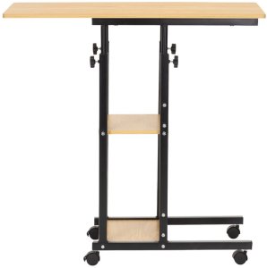 Biurko Springos Stolik na kółkach regulowane 76-86 cm biurko mobilny pod laptopa jasnobrązowy UNIWERSALNY 3