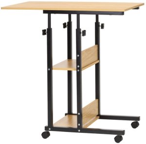 Biurko Springos Stolik na kółkach regulowane 76-86 cm biurko mobilny pod laptopa jasnobrązowy UNIWERSALNY 6