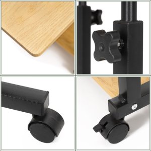 Biurko Springos Stolik na kółkach regulowane 76-86 cm biurko mobilny pod laptopa jasnobrązowy UNIWERSALNY 10