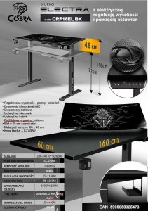 Biurko Cobra CRF16ELBK Czarne 160 cm x 60 cm 15