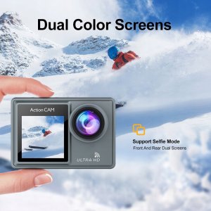 Kamera Sportowa 5K/4K UHD Pilot, Dwustronny Ekran i Obudowa Wodoodporna 30M 11