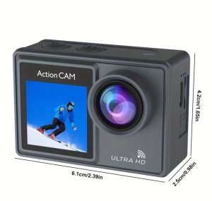 Kamera Sportowa 5K/4K UHD Pilot, Dwustronny Ekran i Obudowa Wodoodporna 30M 2