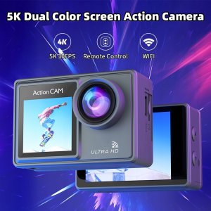 Kamera Sportowa 5K/4K UHD Pilot, Dwustronny Ekran i Obudowa Wodoodporna 30M 7