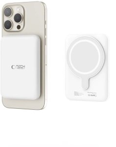 Powerbank Tech-Protect Powerbank LifeMag PB10 z MagSafe 5000mAh 15W port USB-C - biały + kabel USB-C 4