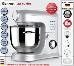 Robot kuchenny Germin Robot kuchenny mikser planetarny BERLINGER Mocny 1500W 5,5L 4 mieszadła 7
