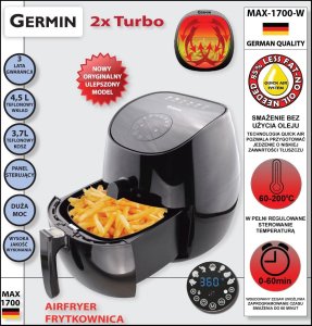 Frytkownica beztłuszczowa air fryer Berlinger | termoobieg | programy | LCD 2
