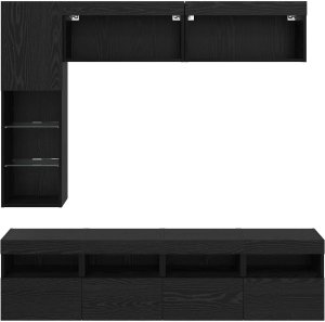 vidaXL Szafka pod telewizor 7 pcs Czarny Dąb Materiał z drewna kompozytowego 9