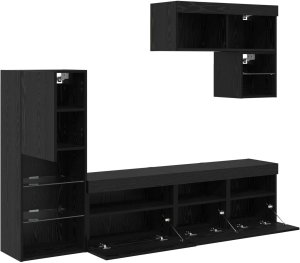 vidaXL Jednostki do montażu telewizora na ścianie 6 pcs Czarny Dąb 10