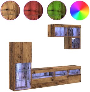 vidaXL Zestaw do montażu telewizora na ścianie 6 pcs Stare drewno 4