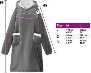vidaXL Bluza-koc Ciemnoszary m Fleece i Flanela 8