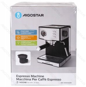 Ekspres ciśnieniowy Aigostar  Ekspres Do Kawy Ciśnieniowy 1400W Kolbowy 20 Bar 1,7 L Stalowy 7