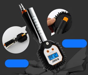 PISTOLET CYFROWY DO POMPOWANIA KÓŁ OPON MANOMETR 1/4 LCD DŁUGI WĄŻ 18 BAR 3