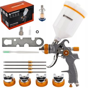 PISTOLET LAKIERNICZY DO MALOWANIA LAKIEROWANIA HVLP ZBIORNIK 600 ML ZESTAW 8