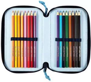 Piórnik Euromic Bluey 2-compartment filled pencil case, 300D RPET nylon, A6 notebook, sharpener, ruler 15 cm, 12 colouring pencils, 2 pencils, eraser, 300D nylon, 19.5 x 12.5 x 5 cm 3