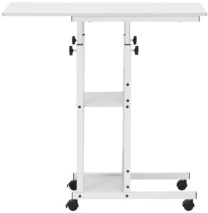 Biurko Springos Stolik na kółkach regulowane 76-86 cm biurko mobilny pod laptopa biały UNIWERSALNY 13