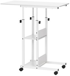 Biurko Springos Stolik na kółkach regulowane 76-86 cm biurko mobilny pod laptopa biały UNIWERSALNY 5