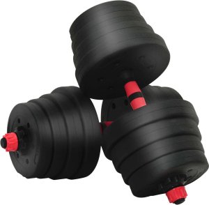 vidaXL Zestaw hantli 4 w 1 Czarny i czerwony 121 x 19,5 x 19,5 cm 4