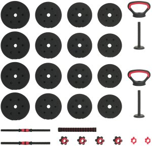 vidaXL Zestaw hantli 4 w 1 Czarny i czerwony 121 x 19,5 x 19,5 cm 7