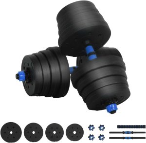 vidaXL Zestaw hantli 2 w 1 Czarny i niebieski 121 x 19,5 x 19,5 cm 2