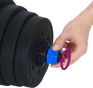 vidaXL Zestaw hantli 2 w 1 Czarny i niebieski 121 x 19,5 x 19,5 cm 7