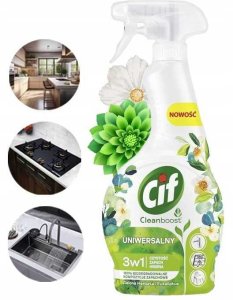 Cif Cleanboost Uniwersalny 3w1 Spray Czyszczący Zielona Herbata i Eukaliptus 2