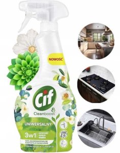 Cif Cleanboost Uniwersalny 3w1 Spray Czyszczący Zielona Herbata i Eukaliptus 3