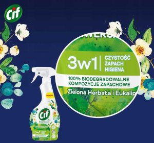 Cif Cleanboost Uniwersalny 3w1 Spray Czyszczący Zielona Herbata i Eukaliptus 9