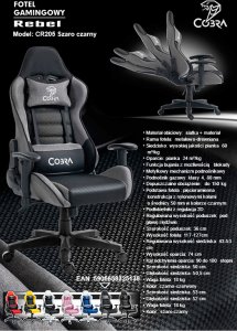 FOTEL COBRA Rebel CR205 szaro-czarny 15