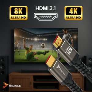 Kabel HDMI 2.1 8K 4K 144Hz 120Hz UHD eARC VRR HDR 48Gbps Przewód TV XBOX 5M 6