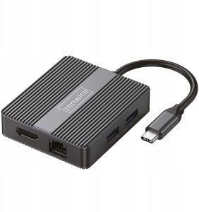 HUB USB Zenwire Hub USB-C 7w1 Adapter USB 3.0 HDMI 4K 60Hz Display Port Gigabit RJ-45 1000M BS-HP706 12