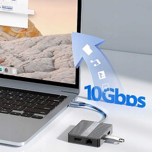 HUB USB Zenwire Hub USB-C 7w1 Adapter USB 3.0 HDMI 4K 60Hz Display Port Gigabit RJ-45 1000M BS-HP706 2