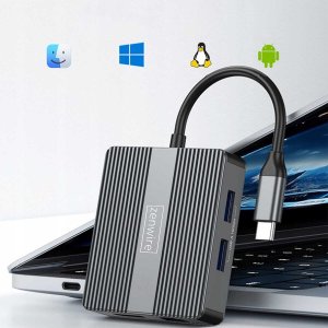 HUB USB Zenwire Hub USB-C 7w1 Adapter USB 3.0 HDMI 4K 60Hz Display Port Gigabit RJ-45 1000M BS-HP706 6