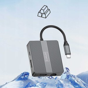 HUB USB Zenwire Hub USB-C 7w1 Adapter USB 3.0 HDMI 4K 60Hz Display Port Gigabit RJ-45 1000M BS-HP706 8