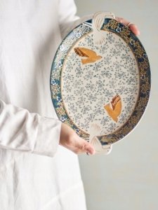 Bloomingville Hezha Taca Niebieska Ceramika 2