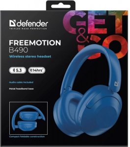 Słuchawki Defender Słuchawki bezprzewodowe nauszne FREEMOTION B490 Niebieskie 11