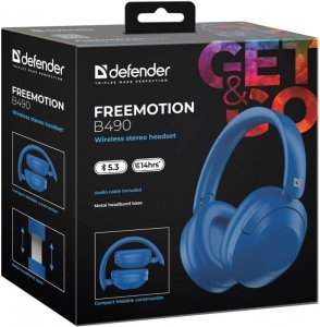 Słuchawki Defender Słuchawki bezprzewodowe nauszne FREEMOTION B490 Niebieskie 10