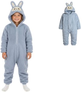 COGIO Strój LABUBU, kostium naśladujący futro, piżama LAFUFU z ogonkiem 110-140 niebieski 15