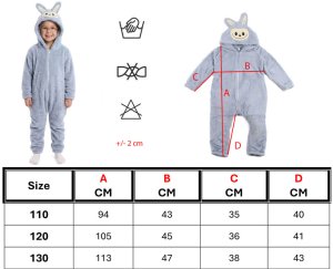 COGIO Strój LABUBU, kostium naśladujący futro, piżama LAFUFU z ogonkiem 110-140 niebieski 16
