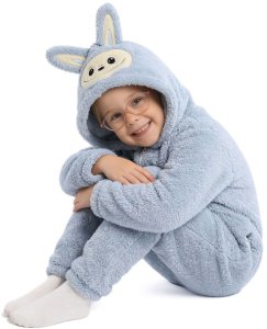 COGIO Strój LABUBU, kostium naśladujący futro, piżama LAFUFU z ogonkiem 110-140 niebieski 3