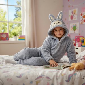 COGIO Strój LABUBU, kostium naśladujący futro, piżama LAFUFU z ogonkiem 110-140 niebieski 6