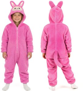 COGIO Strój LABUBU, kostium naśladujący futro, piżama LAFUFU z ogonkiem, rozmiary: 110-140 różowy 120 14