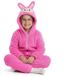 COGIO Strój LABUBU, kostium naśladujący futro, piżama LAFUFU z ogonkiem, rozmiary: 110-140 różowy 120 5