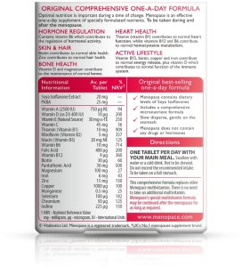 Vitabiotics Menopace Original, Składniki odżywcze, Ogólne wsparcie podczas menopauzy, Witaminy dla kobiet 2