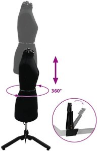 vidaXL Kobieca Regulowana Forma Sukienki z Aksamitem Czarny 7