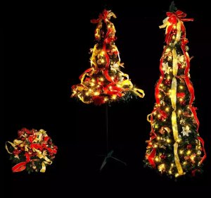 Aigostar  Składana choinka 180x60cm czerwono-złote dekoracje 8 trybów ciepła biel 2