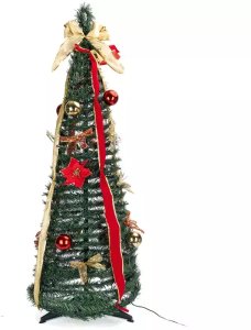 Aigostar  Składana choinka 180x60cm czerwono-złote dekoracje 8 trybów ciepła biel 3